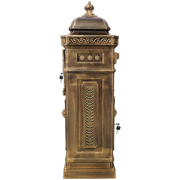 BARONAGE Large-Capacity Mailbox for Residential Use, Vintage Style Floor Letter BoxGarden Floor Safety Mailbox, Outdoor Rainproof Postbox Statue ,Copper