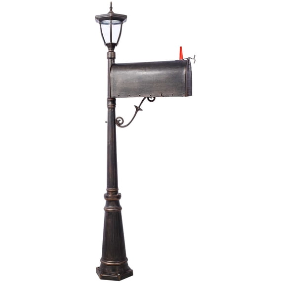 BARONAGE Mailbox with Post Lights, Solar Lamp Post with Mailbox, Mailboxes for Outside, Mailbox Post Large Mail Box