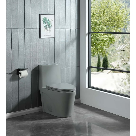 BARONAGEOne-Piece Toilet, 1.1/1.60 Gpf Water-Saving Dual Flush Extended Comfort Height Floor-Standing, Standard Size Toilet With Soft-Close Seat, Grey