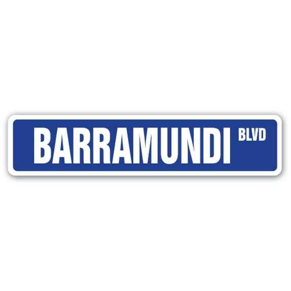 BARRAMUNDI Street Sign fishing fisherman fish lover restaurant | Indoor/Outdoor | 36" Wide
