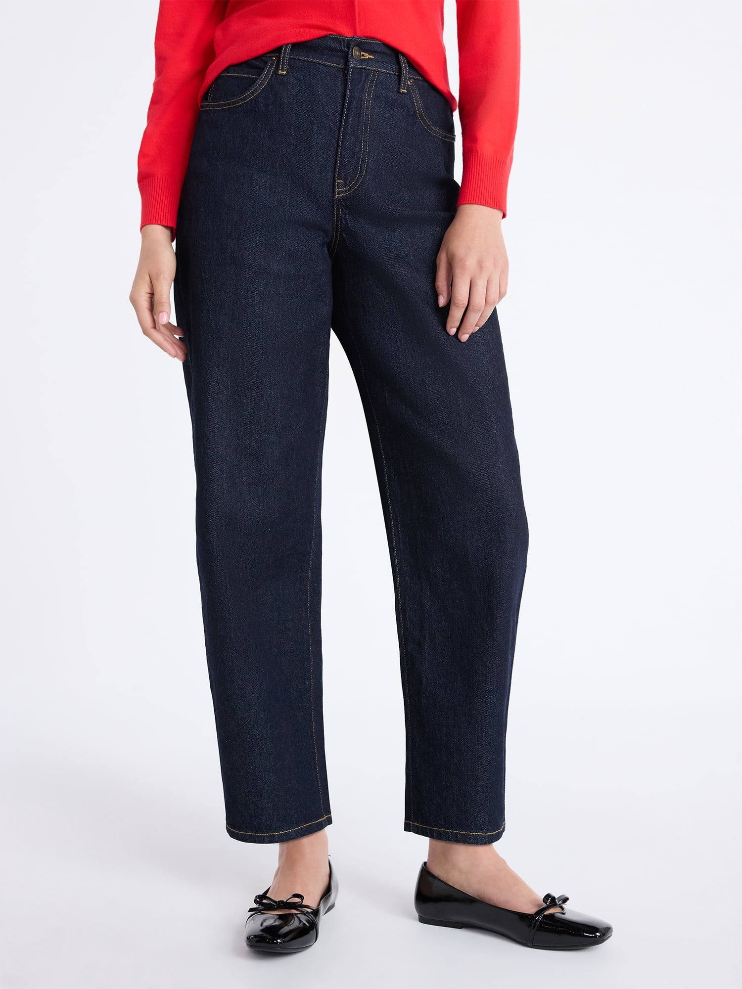 Free Assembly Women's and Women's Plus Barrel Leg Jeans, 26.5" Inseam, Sizes 0-26W