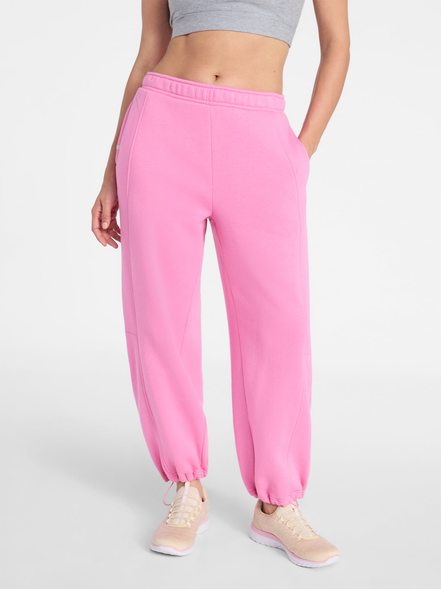 Athletic Works Women's and Women's Plus Fleece Barrel Leg Pants, Sizes XS-4X