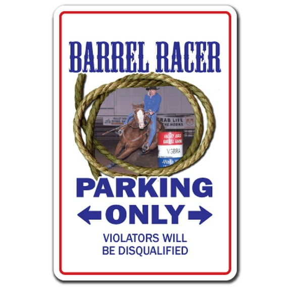 BARREL RACER Aluminum Sign western cowboy rodeo horse sport bronco roping pony tack | Indoor/Outdoor | 14" Tall