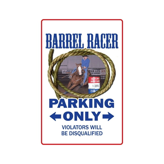 BARREL RACER Aluminum Sign western cowboy rodeo horse sport bronco roping pony tack | Indoor/Outdoor | 18" Tall