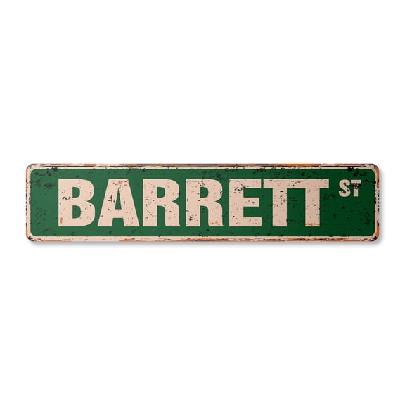BARRETT Vintage Plastic Street Sign Childrens Name Room Sign | Indoor/Outdoor | 36" Wide