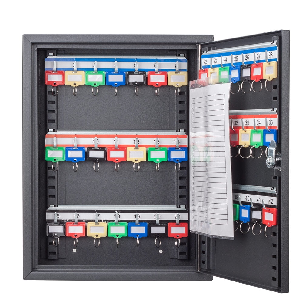 Matte Black Steel Wall-Mounted Key Safe Cabinet with Lock