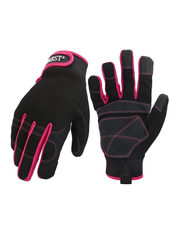 Touchscreen Work Gloves for Women, Flexible Mechanic Gloves with Adjustable Cuff, Grip Palm for Yard Work, Warehouse