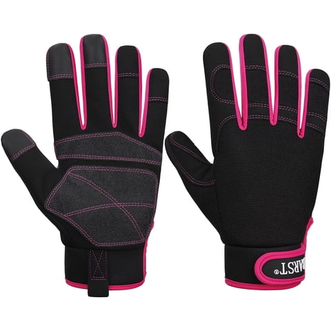 BARST Touchscreen Work Gloves for Women, Flexible Mechanic Gloves with Adjustable Cuff, Grip Palm for Yard Work, Warehouse