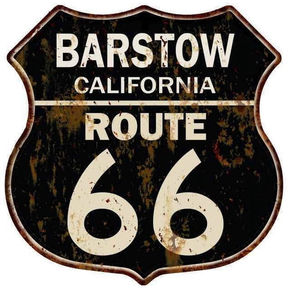 BARSTOW, CALIFORNIA Route 66 Shield Metal Sign Man Cave Garage Size: 12"x 12"