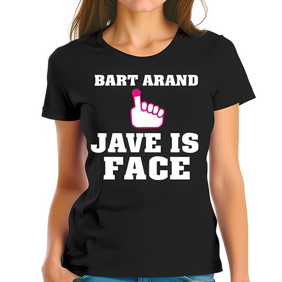BART ARAND Graphic T-Shirt for Women - Casual Crew Neck Tee with Playful Finger Design and JAVE IS FACE Text - Comfortable Wear