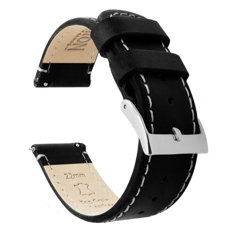 Fossil Gen 5 Black Leather Linen White Stitching by Barton Watch Bands Walmart
