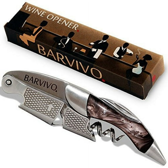 BARVIVO Professional Waiters Wine Opener Corkscrew (Black Resin)