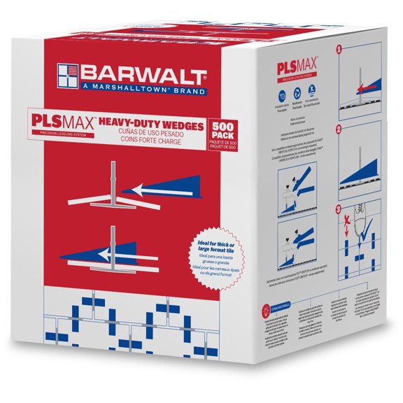 BARWALT PLS MAX Inch Tile Leveling System, Tile Spacer Wedges, 500 Pack, WPLSMAX500