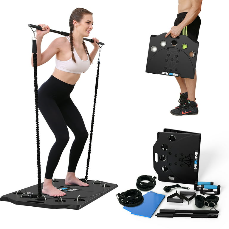 Home Gym - Workout Equipment for Home Workouts Resistance Bands Set  Portable Bar Machine Full Body Dynamic Package Fitness Kit Strength  Training with