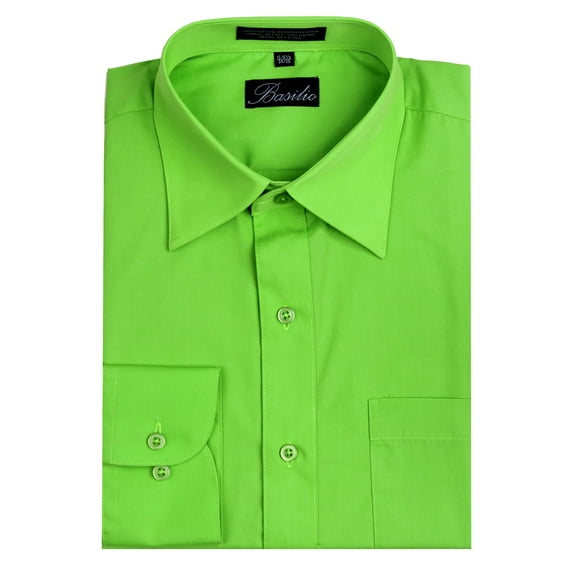 BAS-APPLE-145-32 - Men's Basilio Convertible Cuff Solid Dress Shirt - Many Colors Available