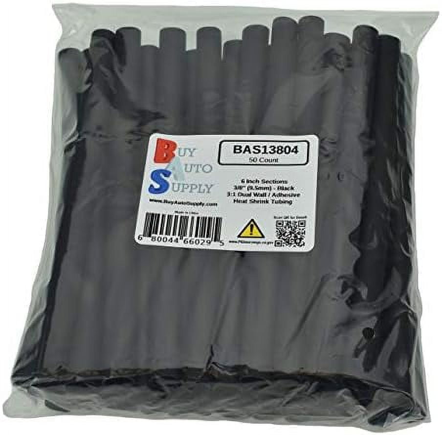 BAS13804 (50 Count) 31 Black Heat Shrink Tubing Dual Wall Adhesive