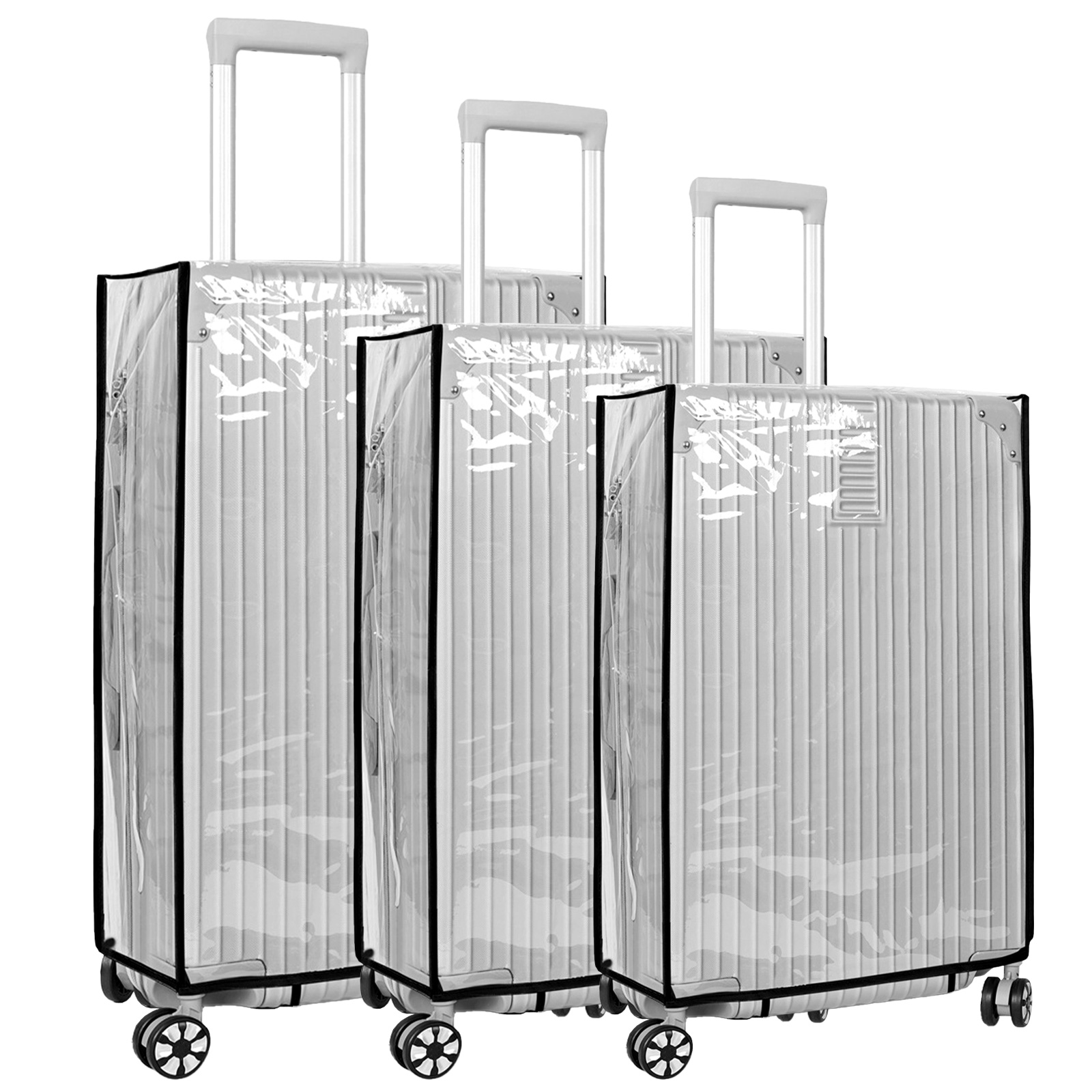 BASCET 3Pcs PVC Luggage Cover Waterproof Clear Suitcase Cover for
