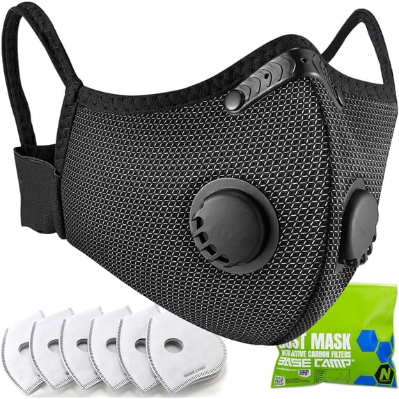 Reusable Mask Work BASE CAMP Silver and Black Upgrade M Plus Dust Mask, Reusable ...