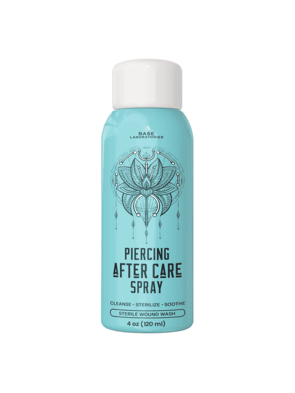 Piercing Aftercare Spray, Saline Piercing Cleaner for Ear, Nose, Belly Button & Body Piercings, Fine Mist Saline Solution, Unscented, 4 fl oz