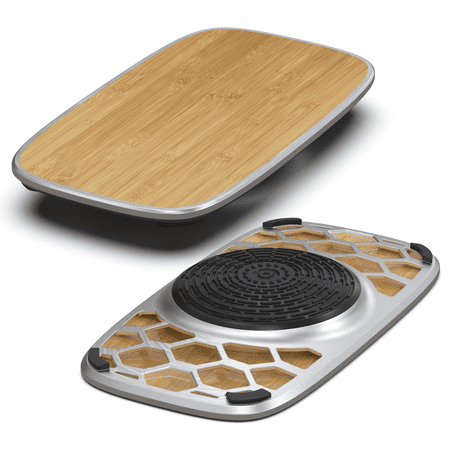 BASE+ Standing Desk Balance Board with Bamboo Deck, Aluminum Frame and 360 Degree Motion