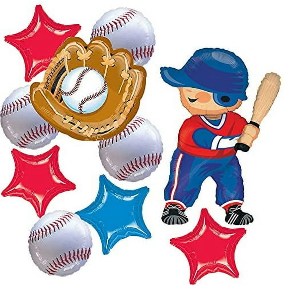 BASEBALL BALLOONS BIRTHDAY PARTY BALLOONS BOUQUET DECORATIONS SUPPLIES BASEBALL PLAYER PARTY