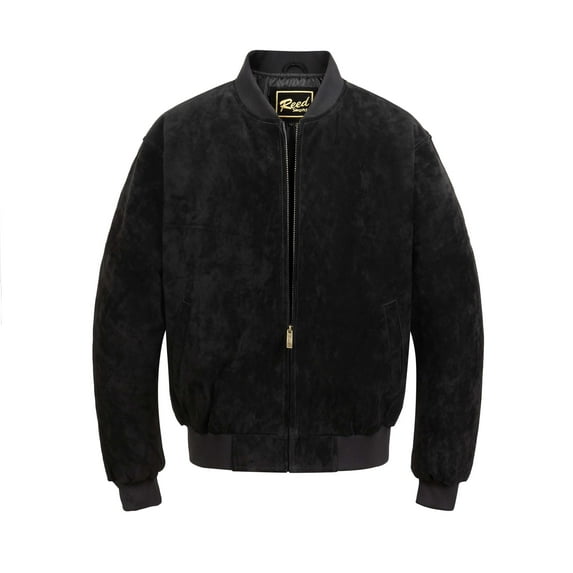 BASEBALL SUEDE LEATHER JACKET BY REED EST. 1950 (IMPORTED) (XLT, BLACK)