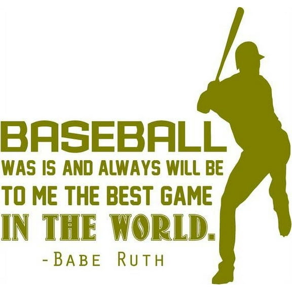 BASEBALL VINYL WALL DECAL - Babe Ruth Quote - Bedroom Sports Decor - 20"x20"