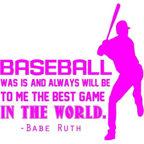 BASEBALL VINYL WALL DECAL - Babe Ruth Quote - Bedroom Sports Decor - 20"x20"