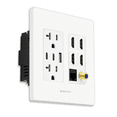 thumbnail image 1 of BASEPORT Media Wall Outlet with USB Ports, 20 Amp Outlet with HDMI, Ethernet Coax Wall Plate, White, 1 of 8
