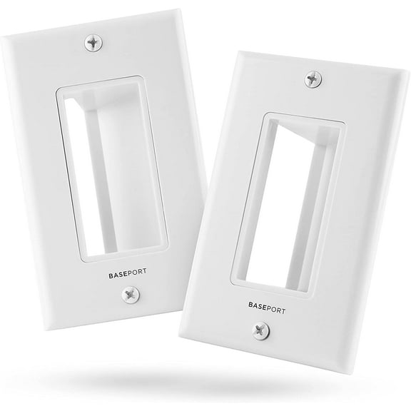 BASEPORT Recessed Wall Plate Cable Pass Through for In Wall Cable Management, Side Opening, 2 Pack