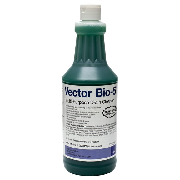BASF Bio-5 Multi-Purpose Biological Drain Cleaner, Industrial Strength for Clogs, Organic Buildup, Odors, Improves Flow, Eliminates Gnats & Flies, Plumbing Safe, Biodegradable, 32 oz