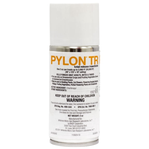 BASF Pylon TR Total Release Insecticide & Miticide - Chlorfenapyr 4.5% Aerosol Pest Control - 2 oz Single Can