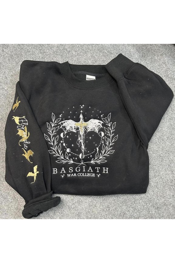 BASGIATH Fourth Wing Embroidered Sweatshirt, Dragon Rider Book Lover Gift, Custom Embroidered Sweatshirt