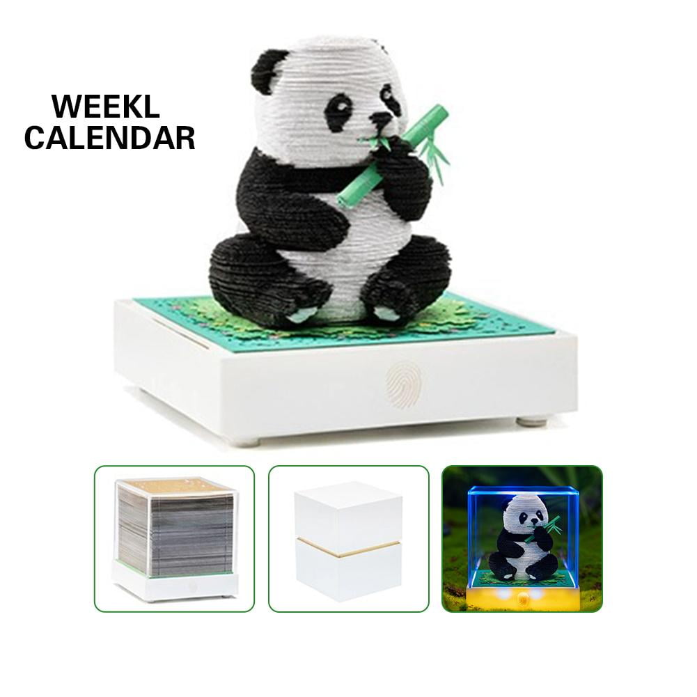 BASHI 3D Memo Pad Calendar Panda 3D Art Sticky Notes Tear Away with Pen ...