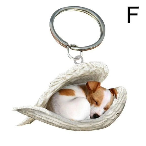 Cat Dog Sleeping Angel Acrylic Keychain #F Jack Russell Terrier 2022 F1X6