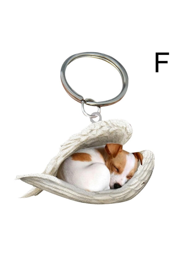 Cat Dog Sleeping Angel Acrylic Keychain #F Jack Russell Terrier 2022 F1X6