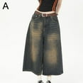 BASHI Vintage Streetwear Women Jorts Jean Loose Wide Leg Knee Length