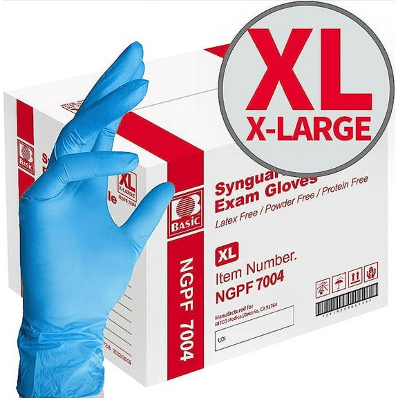 BASIC 1000PCS XL Disposable Nitrile Exam Gloves, Powder Latex Free Gloves, Blue Extra Large, 10 Boxes
