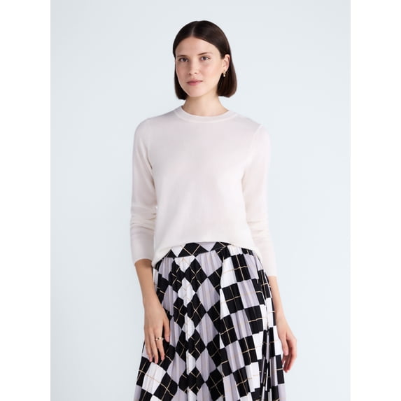 Free Assembly Women's and Women's Plus Cashmere Sweater with Long Sleeves, Sizes XS-4X