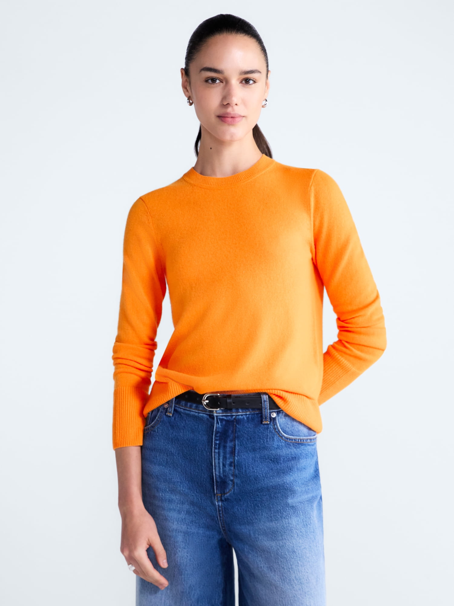 Free Assembly Women's and Women's Plus Cashmere Sweater with Long Sleeves, Sizes XS-4X