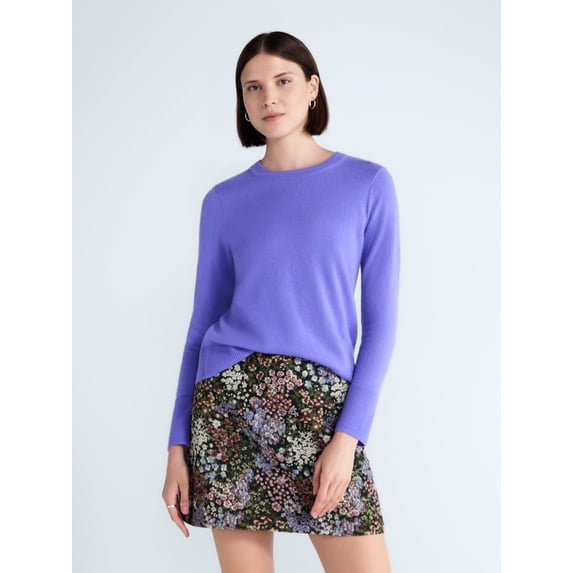 Free Assembly Women's and Women's Plus Cashmere Sweater with Long Sleeves, Sizes XS-4X