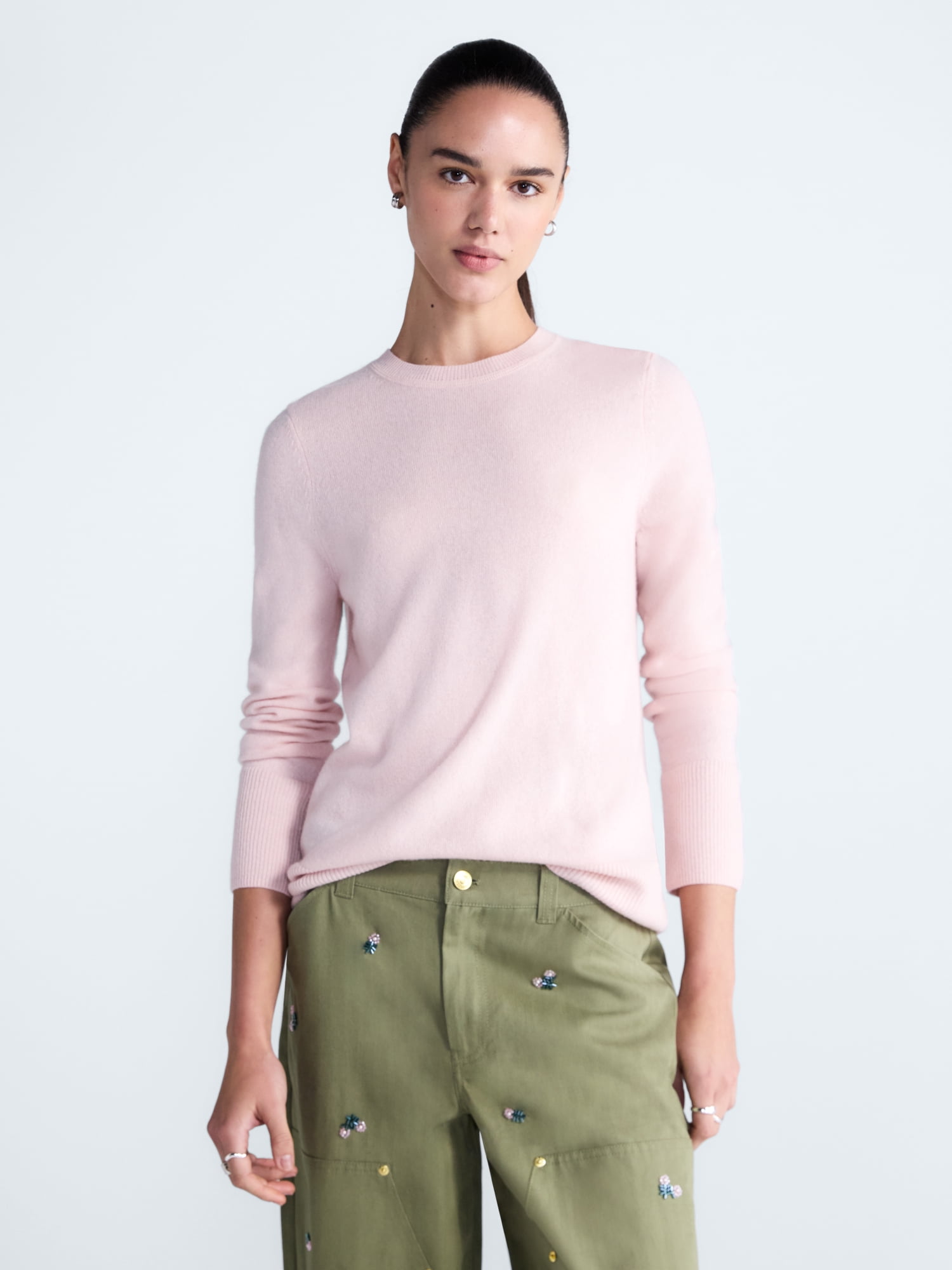 Free Assembly Women's and Women's Plus Cashmere Sweater with Long Sleeves, Sizes XS-4X