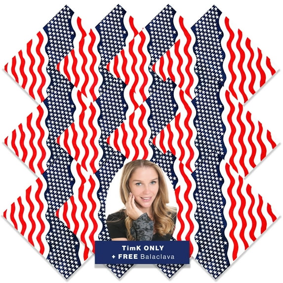 BASICO 12pk American Flag Bandana Face Covering | 100% Cotton Bandana for Men Women | Face Bandana Headband