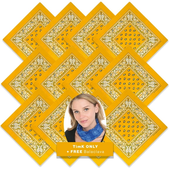 BASICO 12pk Gold Paisley Bandana Face Covering | 100% Cotton Bandana for Men Women | Face Bandana Headband