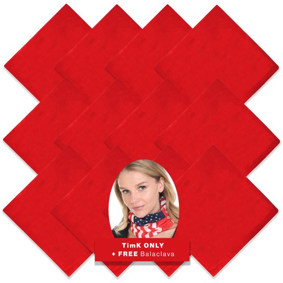 BASICO 12pk Red Paisley Bandana Face Covering | 100% Cotton Bandana for Men Women | Face Bandana Headband