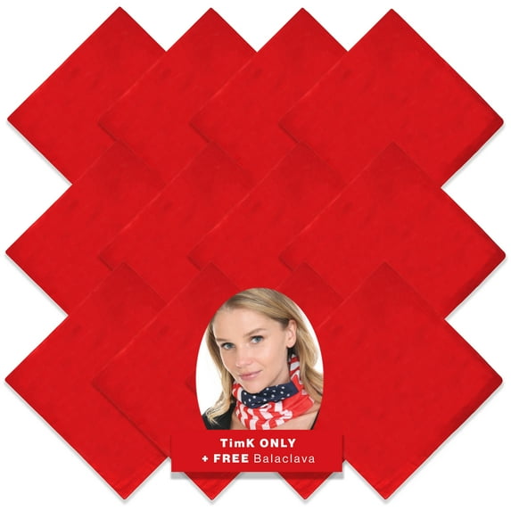 BASICO 12pk Red Paisley Bandana Face Covering | 100% Cotton Bandana for Men Women | Face Bandana Headband