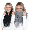 thumbnail image 1 of BASICO 2PK Warm Knit Winter Scarfs for Women Heahter Grey and Black Infinity Scarf Circle Loop Scarves, 1 of 7