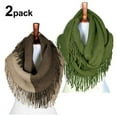 thumbnail image 1 of BASICO 2PK Warm Knit Winter Scarfs for Women Multi Color 5 and Apple Infinity Scarf Circle Loop Scarves, 1 of 4