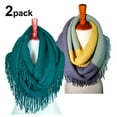 thumbnail image 1 of BASICO 2PK Warm Knit Winter Scarfs for Women Multi color 6 and Dark Teal Infinity Scarf Circle Loop Scarves, 1 of 3
