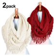 thumbnail image 1 of BASICO 2PK Warm Knit Winter Scarfs for Women Red and Ivory Infinity Scarf Circle Loop Scarves, 1 of 4